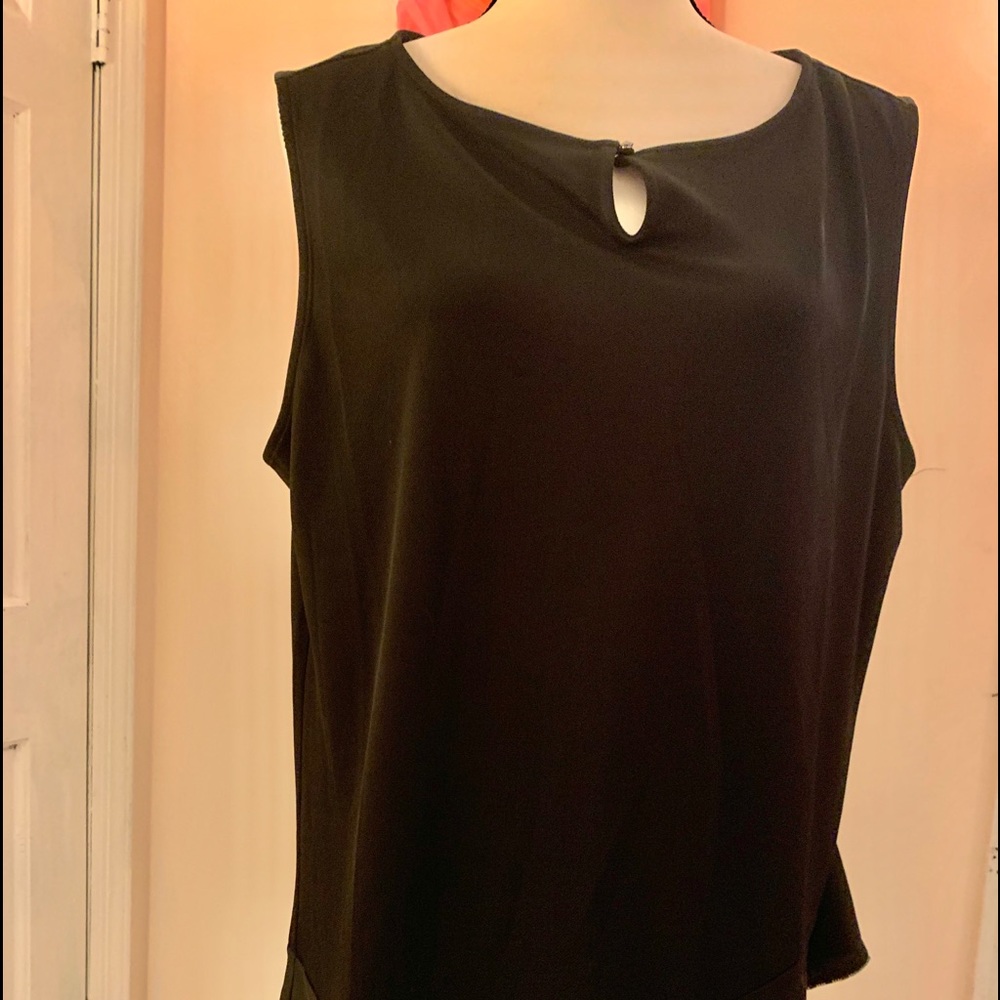 Black dress sleeveless blouse w/silver trim